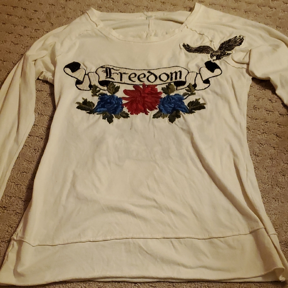 Johnny Was Freedom Graphic Long Sleeve Top